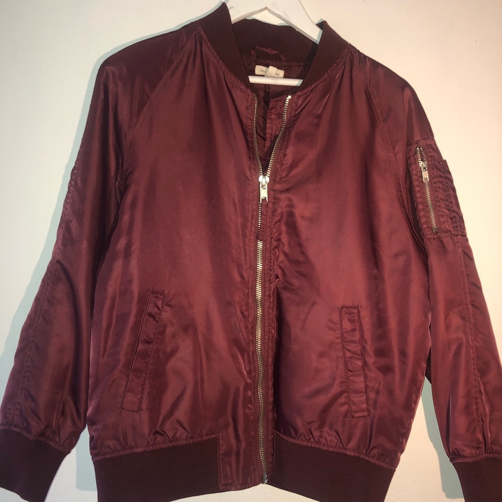 Red Bomber Jack U neckline With Zipper